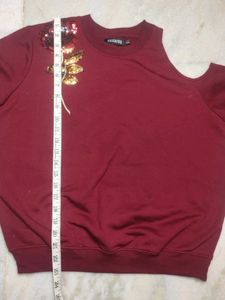 Sassafras Maroon Embellished Sweater