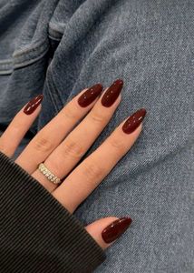 Burgundy Almond Nails
