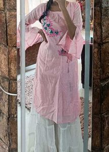 Pink Embroidery Work Kurti