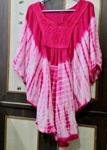Pink Tie-Dye Embroidered Top
