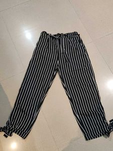 Striped Tie-Cuff Pants