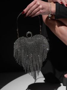 Heart Shape Tessel Rhinestone Clutch