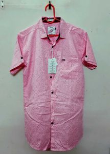Half-Sleeve Shirt (Pink 🩷) For Men/Boys 👚