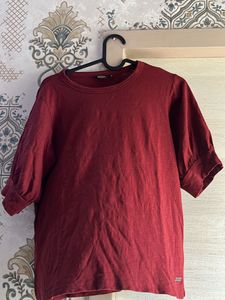 Rust Color Puff Sleeve T-Shirt