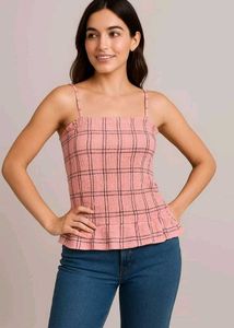 Pink Plaid Cami Top