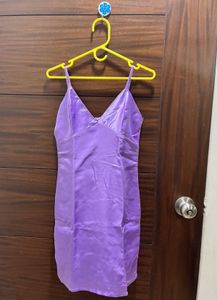 Lilac Satin Mini Slip Dress