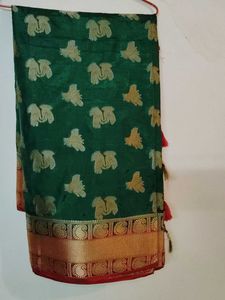 Green &amp; Gold Banarasi Silk Saree❤️