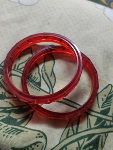Red Bangles with Diamond Accents