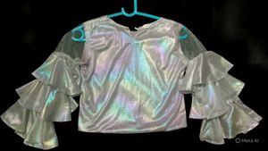 Ruffle Sleeve Iridescent Top