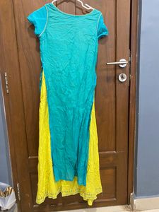 Yellow And Teal Kurthi
