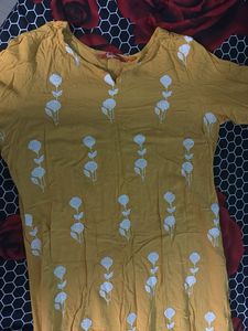 Elegant Mustard Kurti with Embroidery