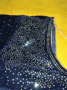 Elegant Navy Blue Velvet Blouse