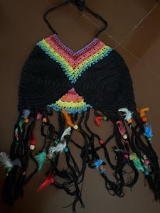 Crochet Halter Fringe Top