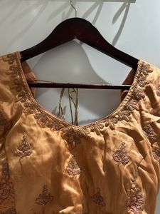 Dark Peach Heavy Lehenga With Cancan