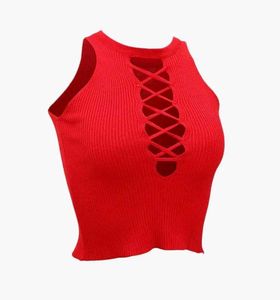 Red Lace-Up Tank Top