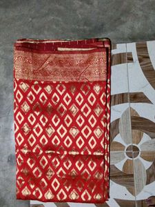 Red & Gold Patterned Saree