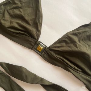 Olive Halter Bikini Top