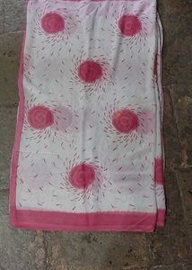Pink Floral Print Saree