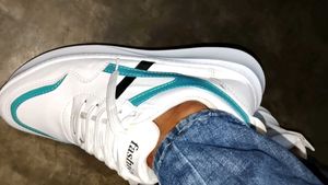 Platform Sneakers - White &amp; Teal Uk 7