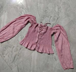 Chic Pink CorsetTop (Off Shoulder Long With Sleeve