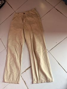 Beige Wide Leg Trousers