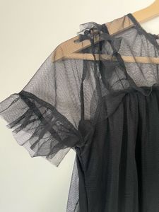 Black Sheer Ruffle Top