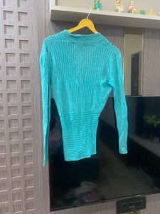 Aqua Criss-Cross Top