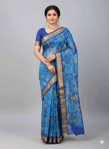 Elegant Blue Floral Saree