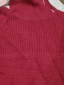Red Turtleneck Knit Sweater