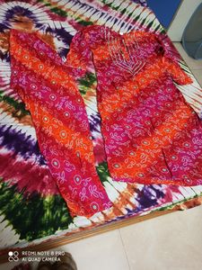 Rajasthani Printed Kurta With Pant Set In L Size