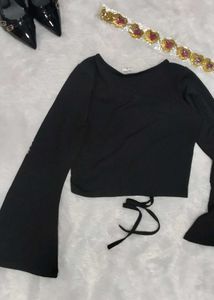 Bell Sleeve Black Top