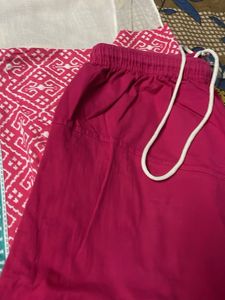 Pink Cotton Kurti With New Pant