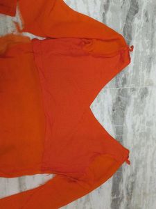 Orange Plain Georgette Suit.