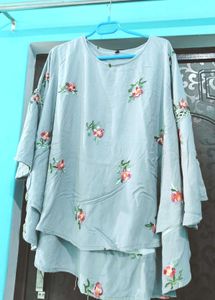 Embroidered Layered Tunic Top