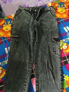 Acid Wash Cargo Jeans