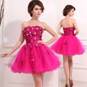 Hot Pink Floral Embellished Tulle Party Dress
