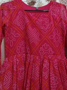 Pink Printed Anarkali  💕