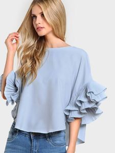 Shein Pleated Ruffle Top
