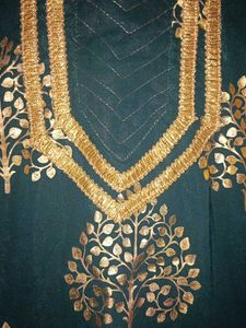 Emerald Green &amp; Gold Velvet Kurti