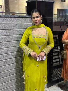 Lime Green Embroidered Salwar Kameez