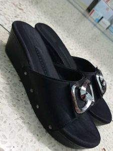 Black Wedge Sandals