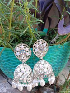 Elegant Silver Jhumka Earrings