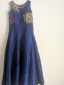Elegant Blue Embroidered Dress