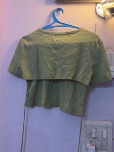 Olive Green Cropped T-Shirt
