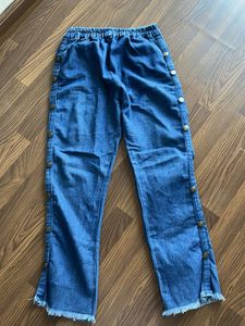 Button Accent Denim Pants