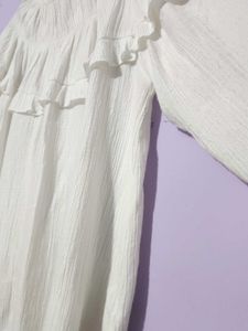 White Ruffle Long Sleeve Top