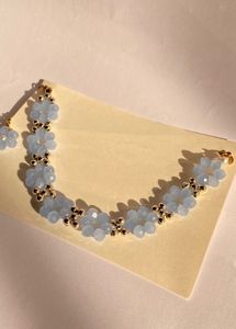*Handmade* Blue Floral Beaded Bracelet Set