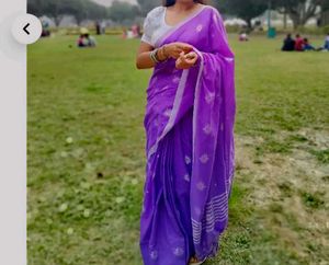 Purple Floral Saree with readymade blouse