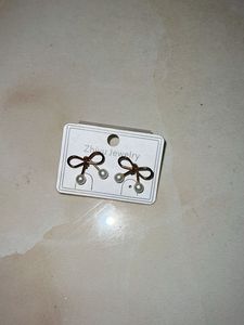 Cute Bow Pearl Earrings