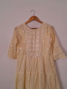 Lemon Yellow Embroidered Ethnic Gown/Kurta